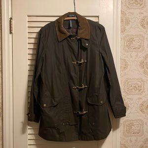 Ralph Lauren barn/ “fireman’s” jacket, olive green with removable quilted lining